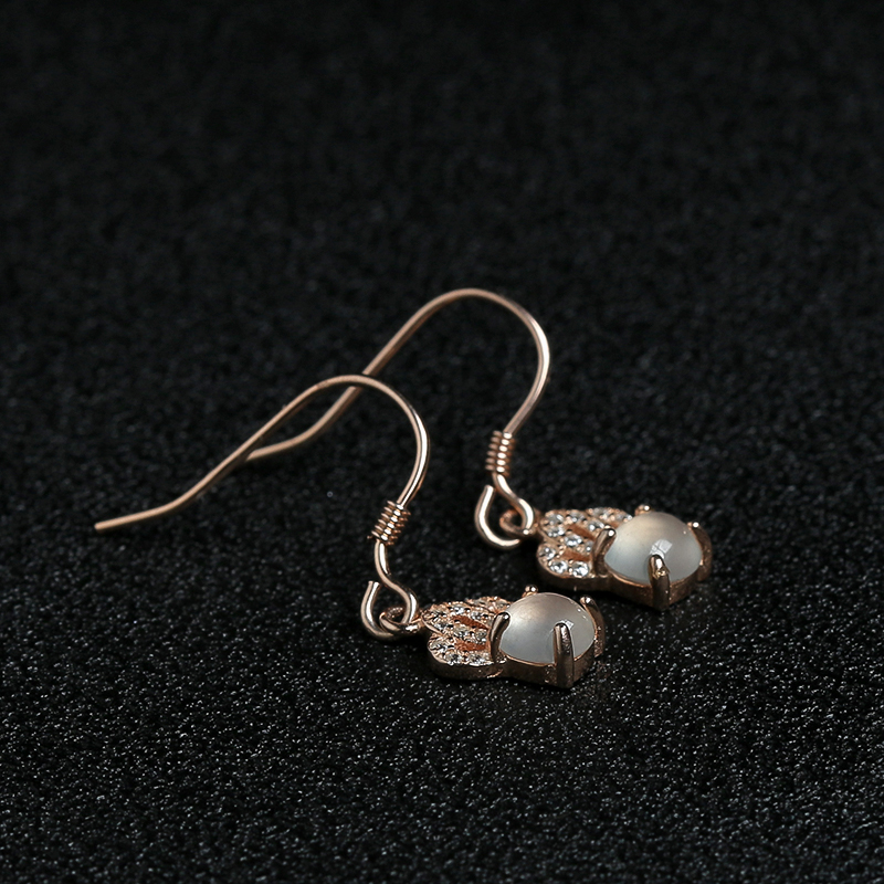 天然银镶冰种晴水翡翠耳坠-红掌柜