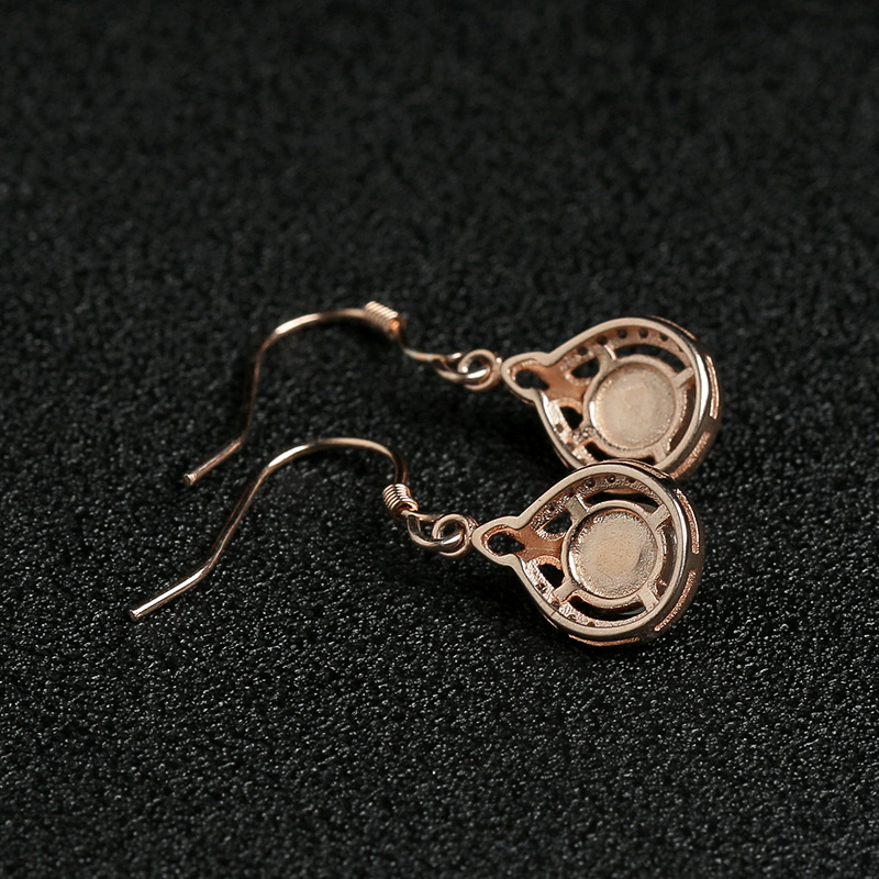 缅甸天然银镶晴水翡翠耳坠-红掌柜