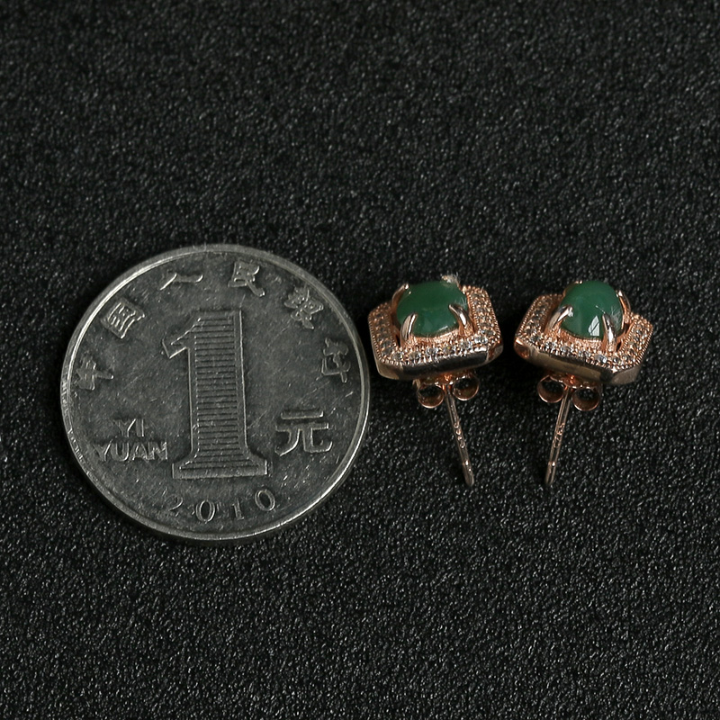 冰种满绿翡翠耳钉-红掌柜