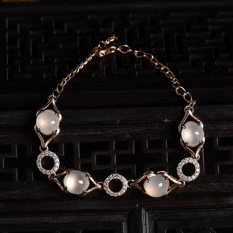 天然银镶冰种晴水翡翠套装-红掌柜