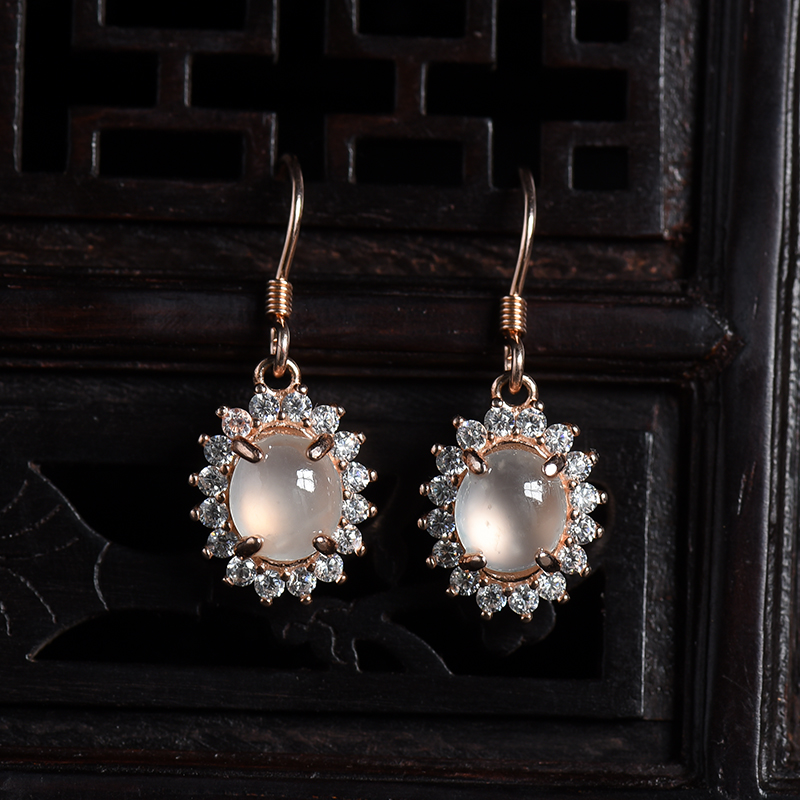 缅甸天然银镶晴水翡翠套装-红掌柜