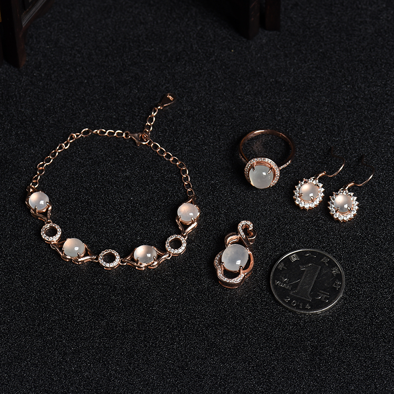 银镶冰种晴水翡翠套装-红掌柜