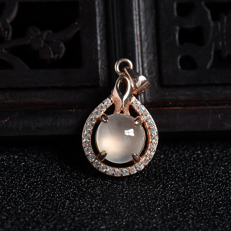 银镶缅甸冰种晴水翡翠四件套-红掌柜