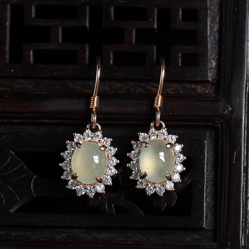 缅甸天然银镶晴水翡翠四件套-红掌柜