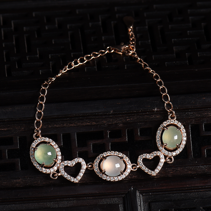 缅甸天然冰种晴水翡翠四件套-红掌柜