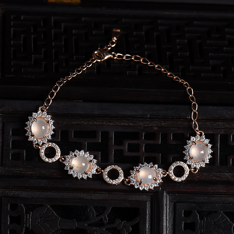 缅甸天然冰种晴水翡翠四件套-红掌柜