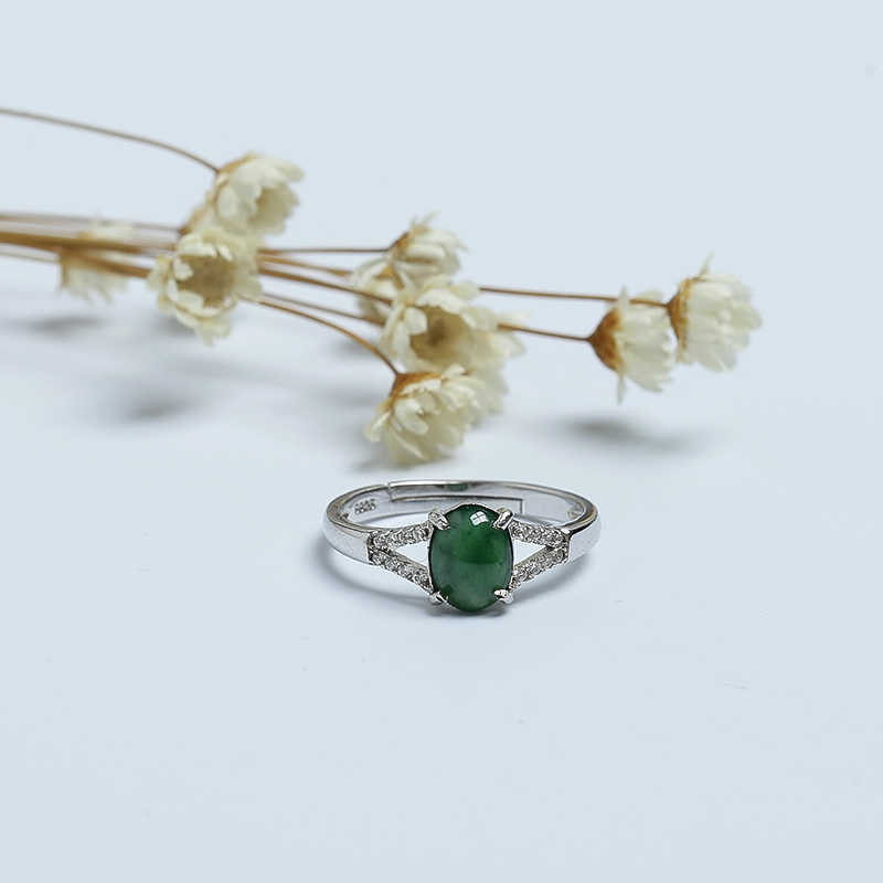 翠绿翡翠戒指-红掌柜