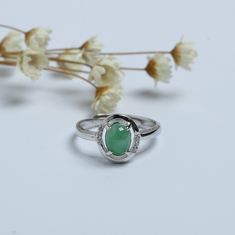 翠绿翡翠戒指-红掌柜