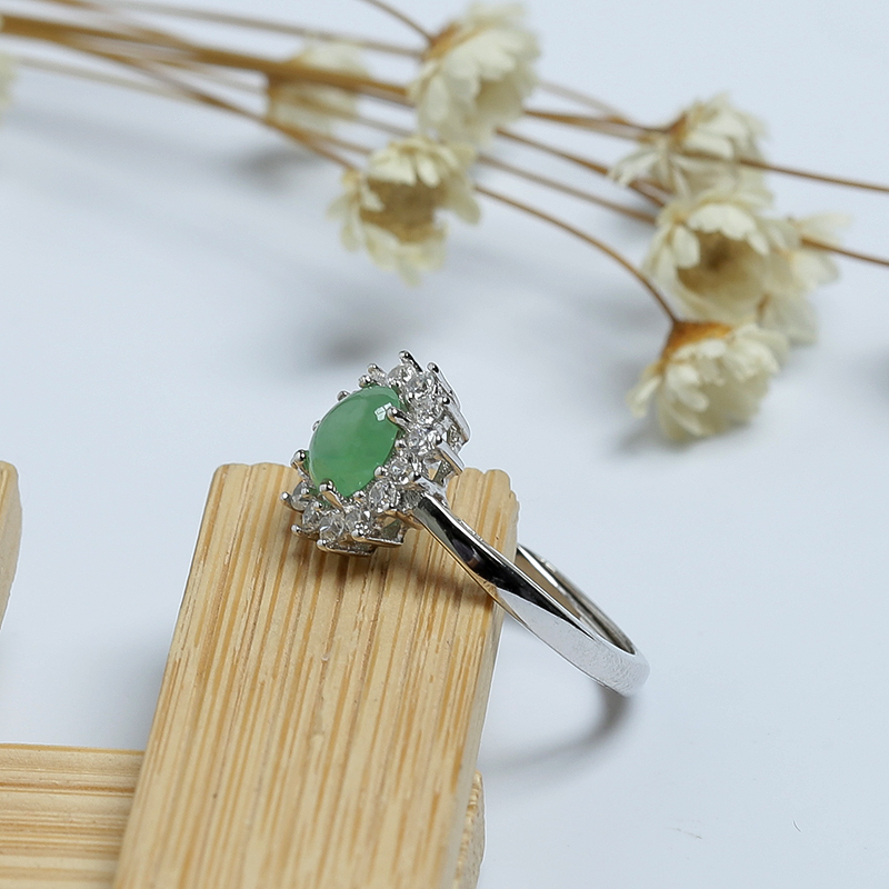 冰糯种翠绿翡翠戒指-红掌柜