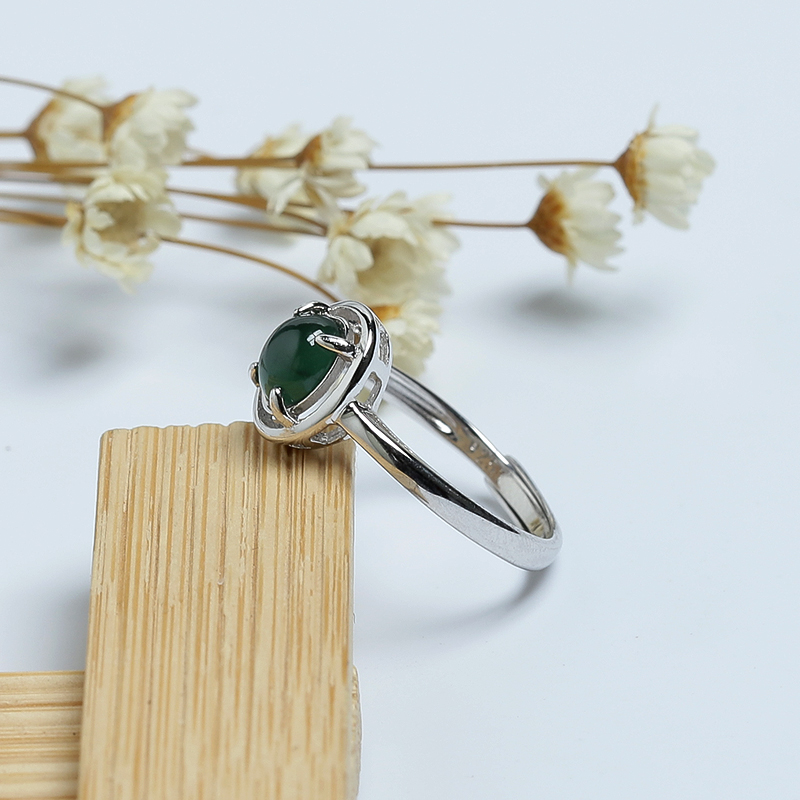 冰糯种翠绿翡翠戒指-红掌柜