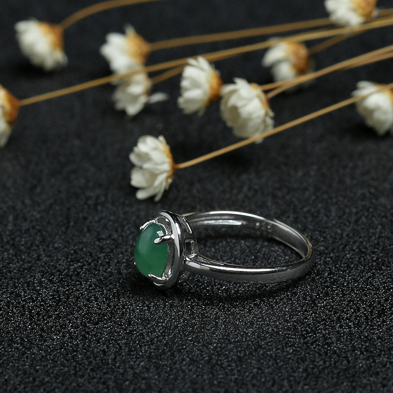 冰糯种翠绿翡翠戒指-红掌柜