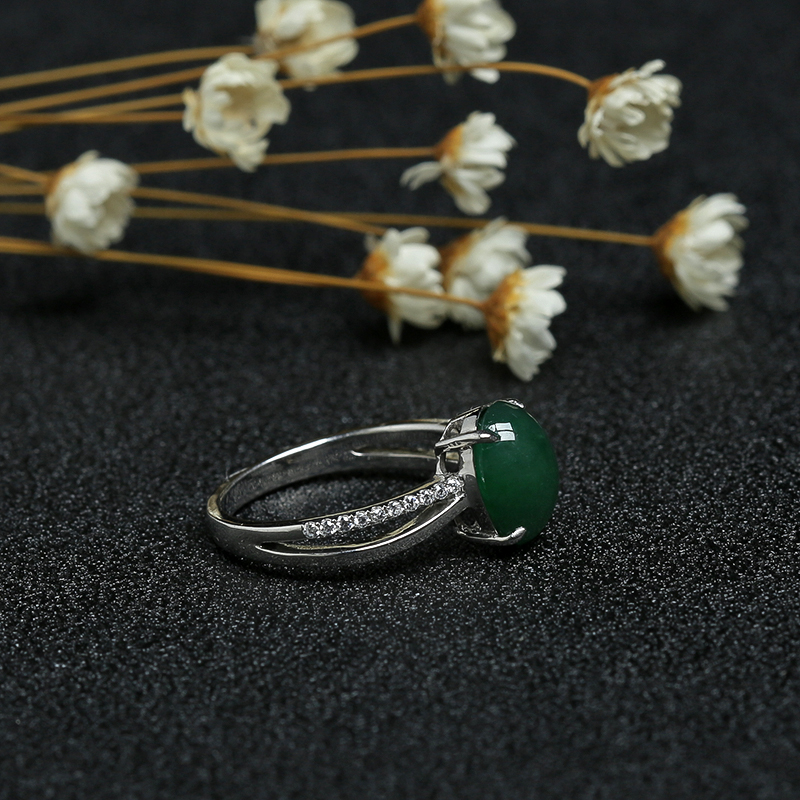 翠绿翡翠戒指-红掌柜