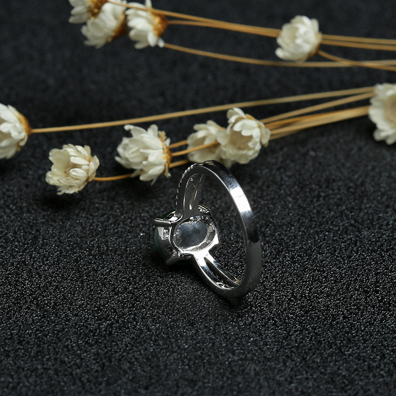 缅甸翠绿翡翠戒指-红掌柜