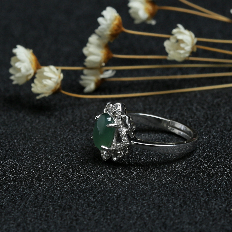 冰糯种翠绿翡翠戒指-红掌柜