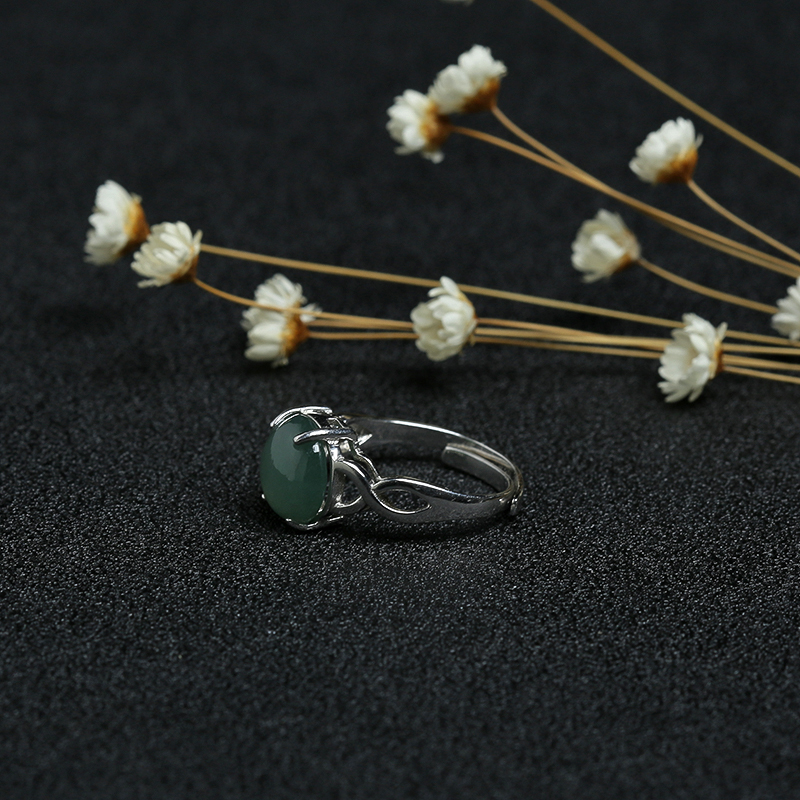 冰糯种翠绿翡翠戒指-红掌柜