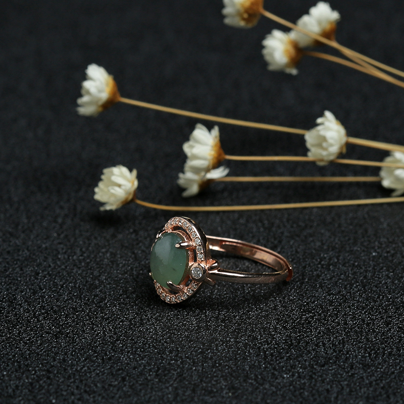 冰糯种翠绿翡翠戒指-红掌柜