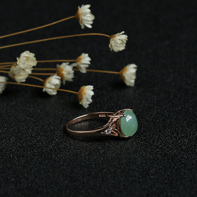 冰糯种翠绿翡翠戒指-红掌柜