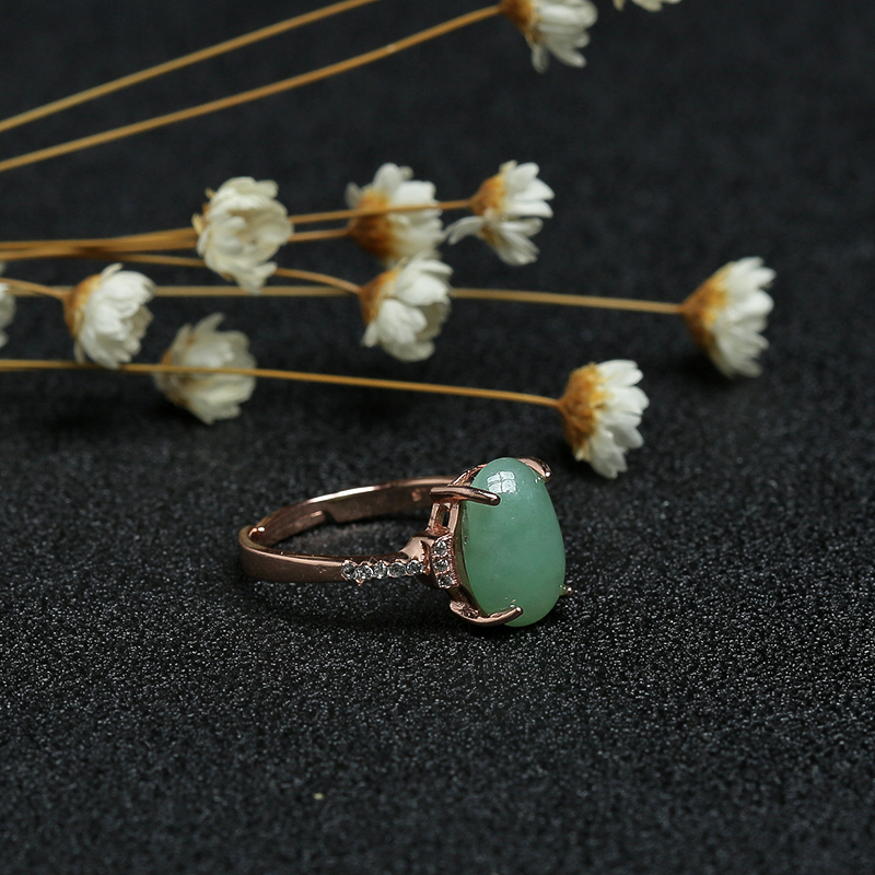 冰糯种翠绿翡翠戒指-红掌柜
