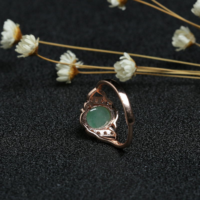 银镶缅甸天然冰糯种翡翠戒指-红掌柜