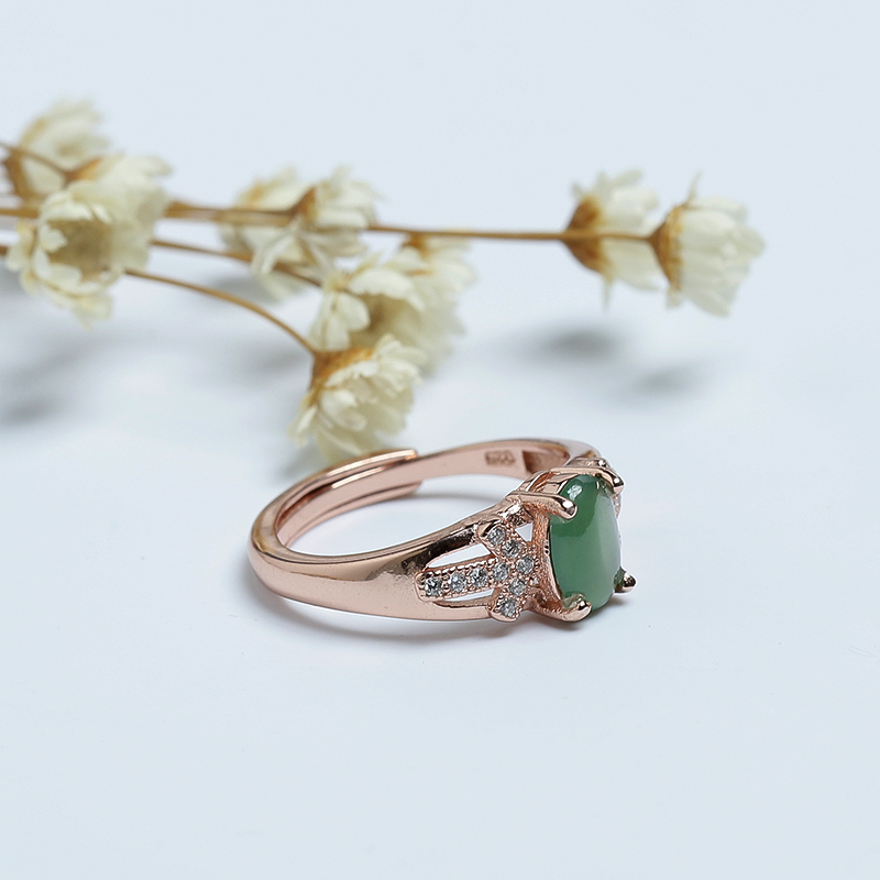 翠绿翡翠戒指-红掌柜