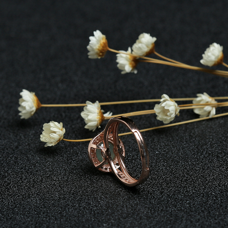 银镶缅甸天然冰糯种翡翠戒指-红掌柜