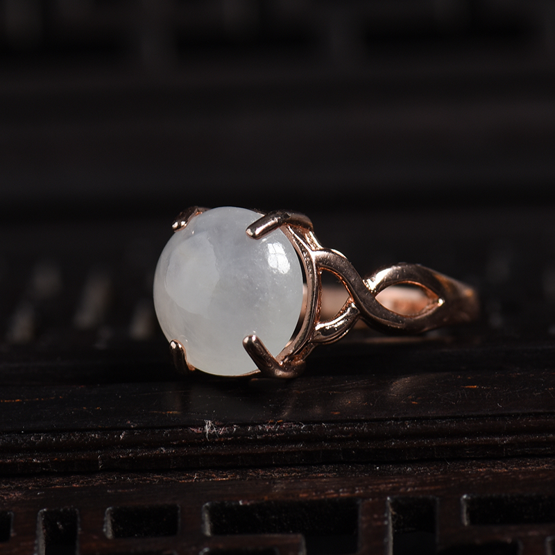 银镶冰糯种晴水翡翠戒指 - 红掌柜