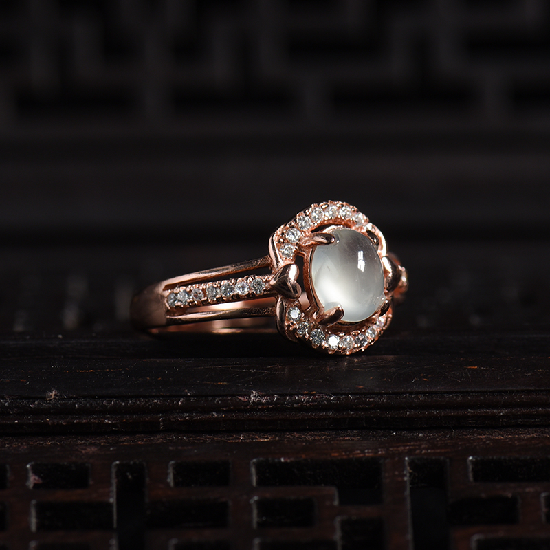 A货天然银镶冰糯种晴水翡翠戒指 - 红掌柜