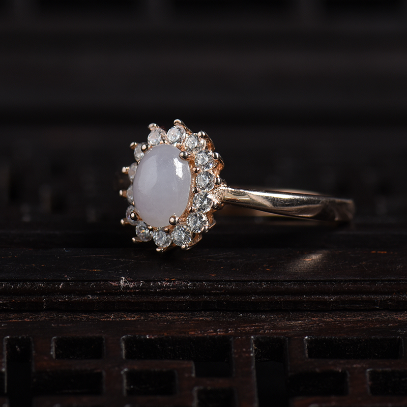 银镶冰糯种紫色翡翠戒指 - 红掌柜