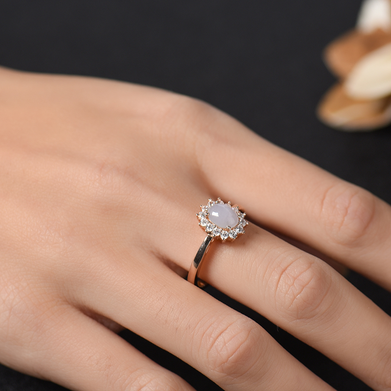 缅甸A货天然紫色翡翠戒指 - 红掌柜