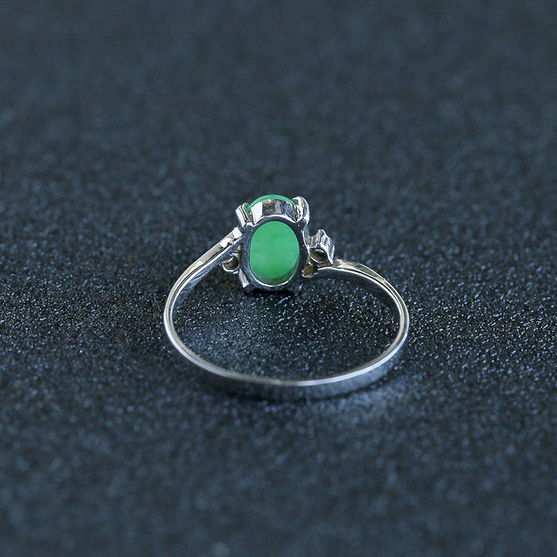 18K金镶缅甸天然翠色翡翠戒指-红掌柜