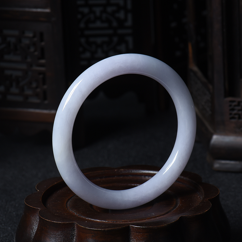 春色翡翠圆条手镯-红掌柜