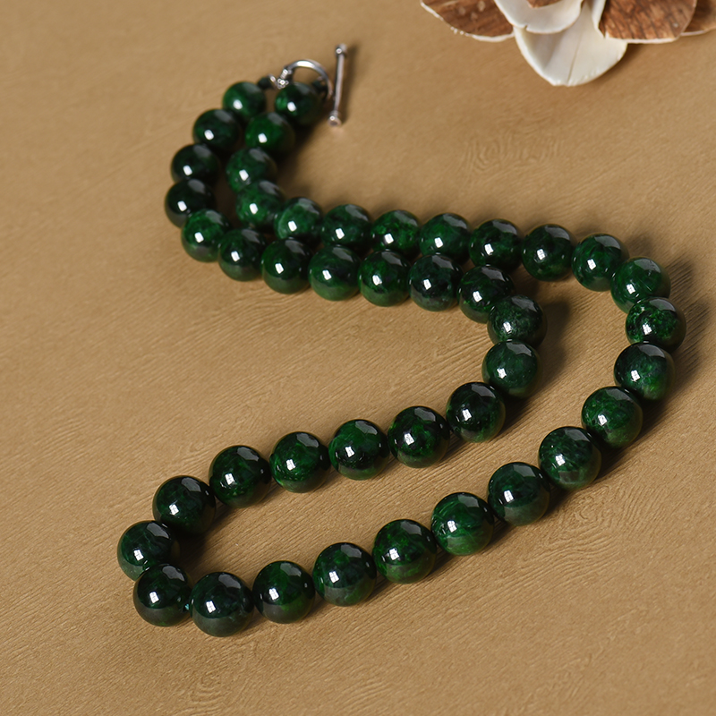 花青种翡翠圆珠塔链-红掌柜