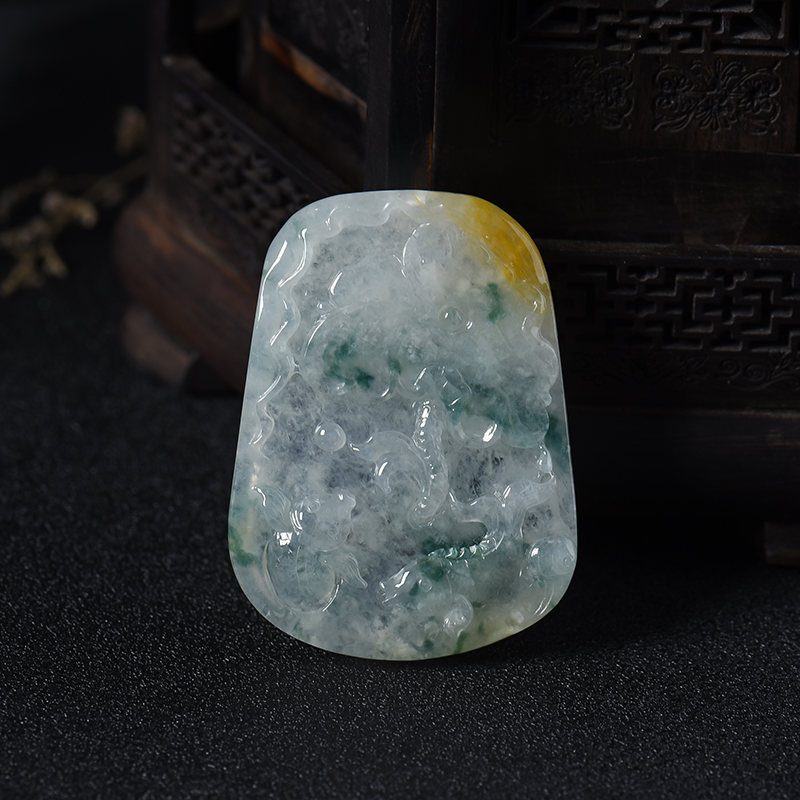 冰豆种三彩翡翠连年有余挂件-红掌柜