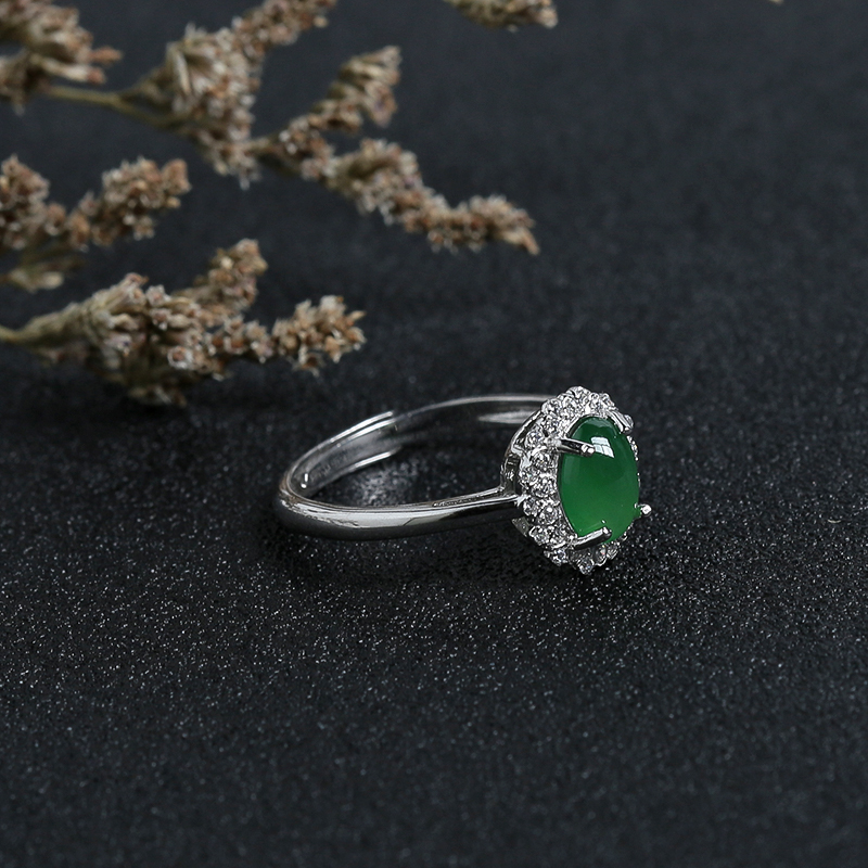 冰种绿色翡翠戒指-红掌柜