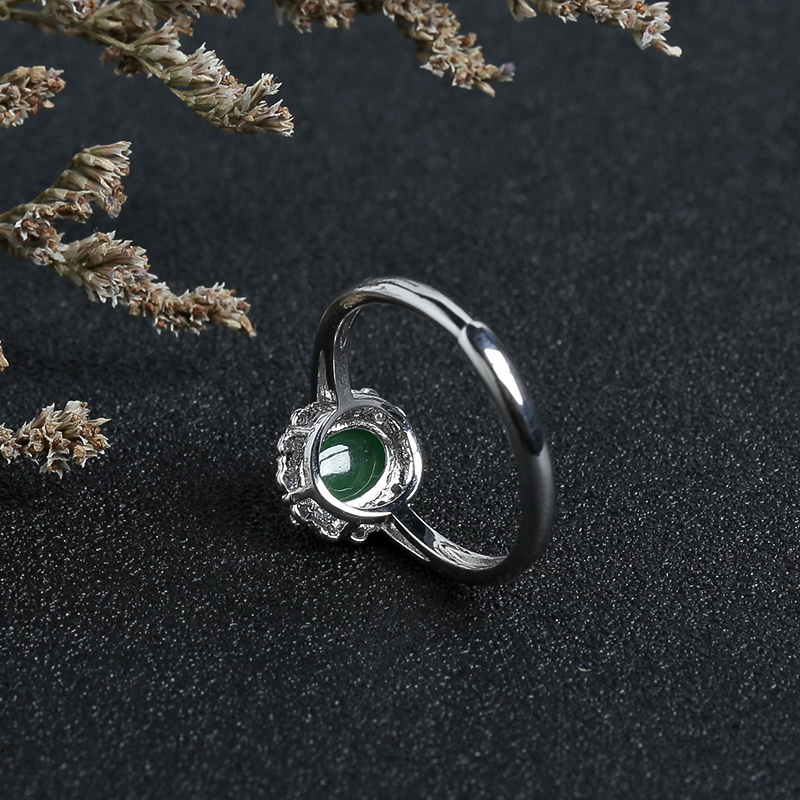 银镶冰种翡翠戒指-红掌柜