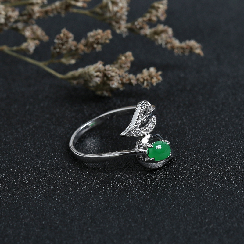 冰种绿色翡翠戒指-红掌柜