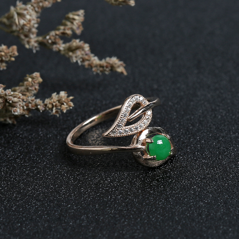 冰种绿色翡翠戒指-红掌柜