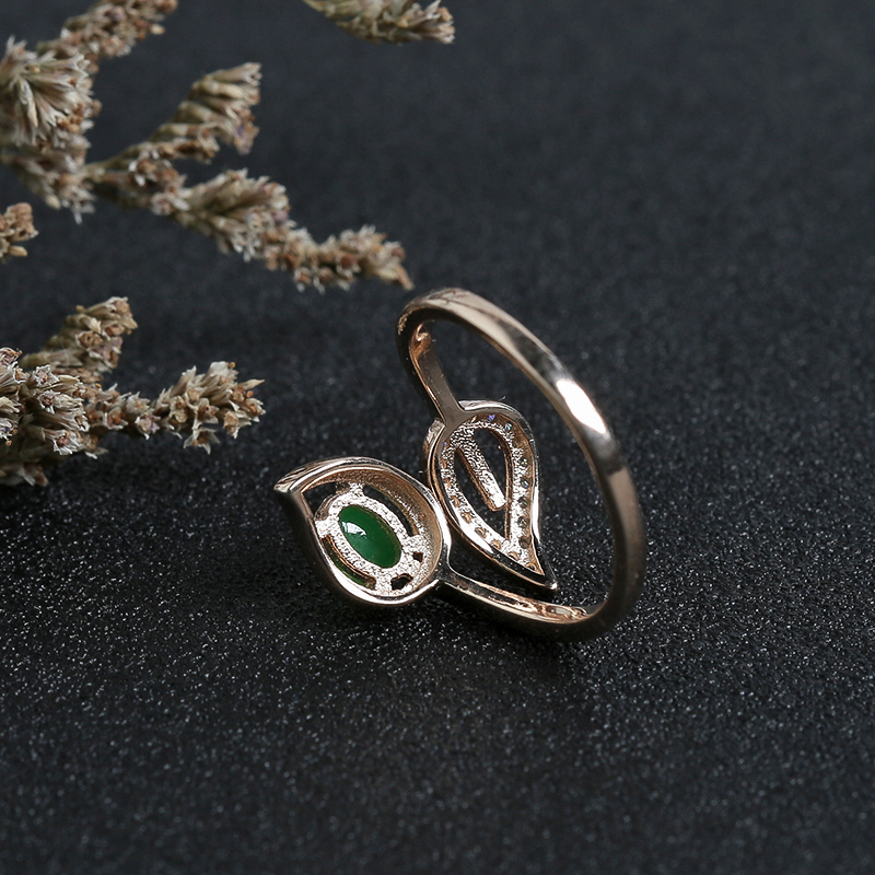 银镶冰种翡翠戒指-红掌柜