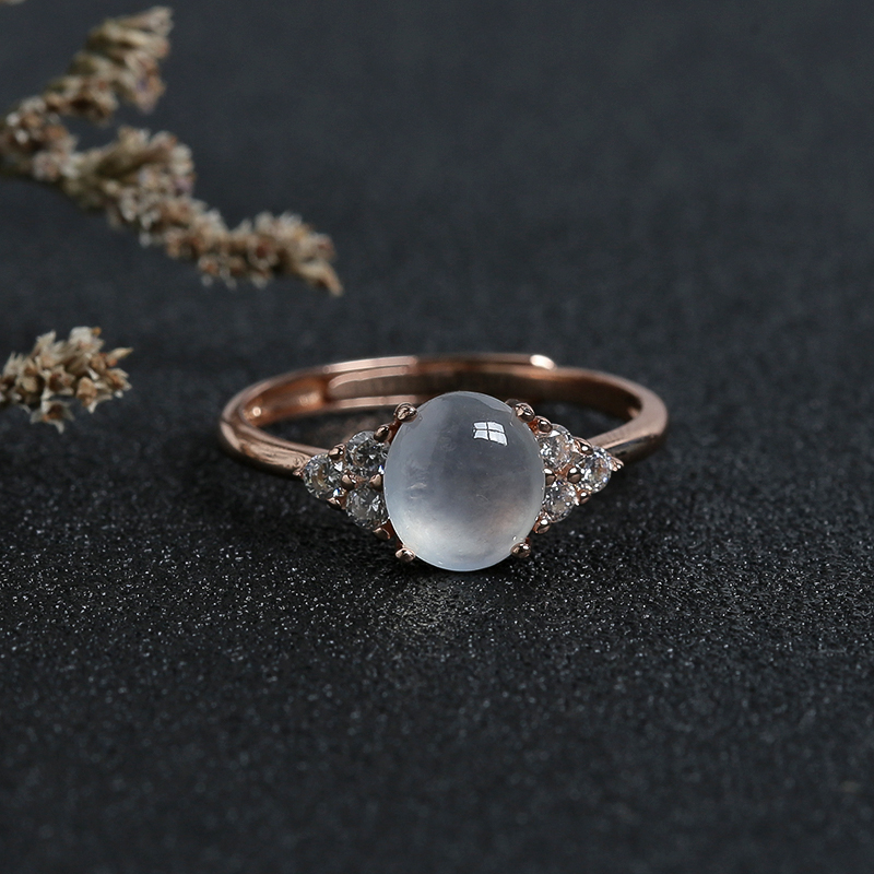 银镶冰种翡翠戒指-红掌柜