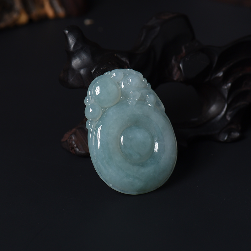 豆糯种翡翠福寿如意-红掌柜