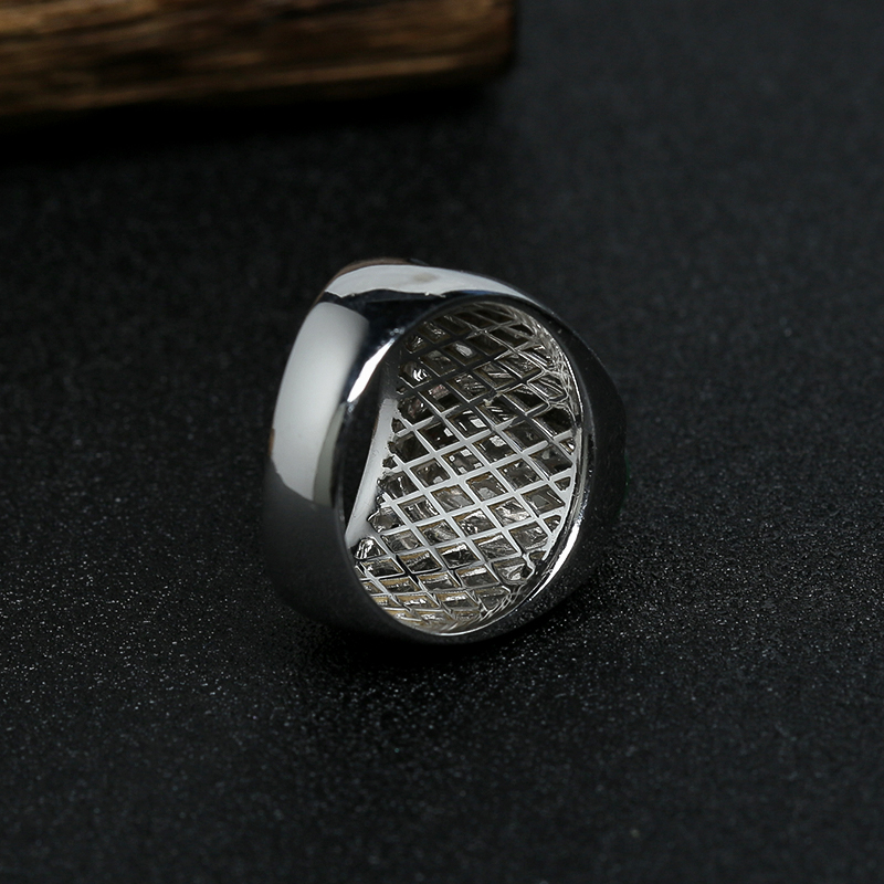 18K金镶钻满绿翡翠貔貅男戒-红掌柜