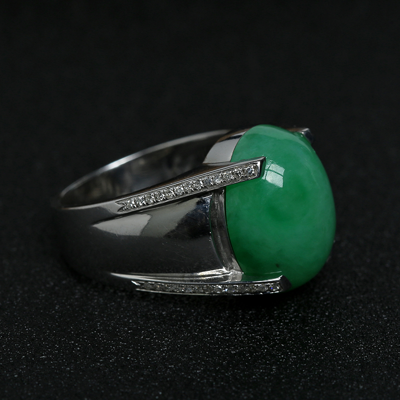 糯种翡翠男戒-红掌柜