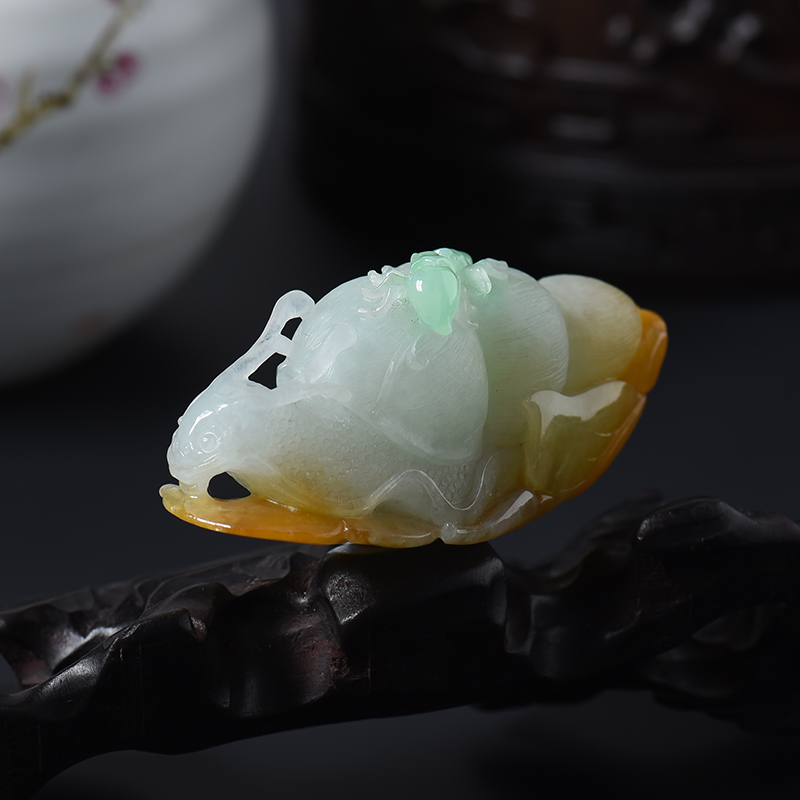 糯种福禄寿翡翠知足常乐吊坠-红掌柜