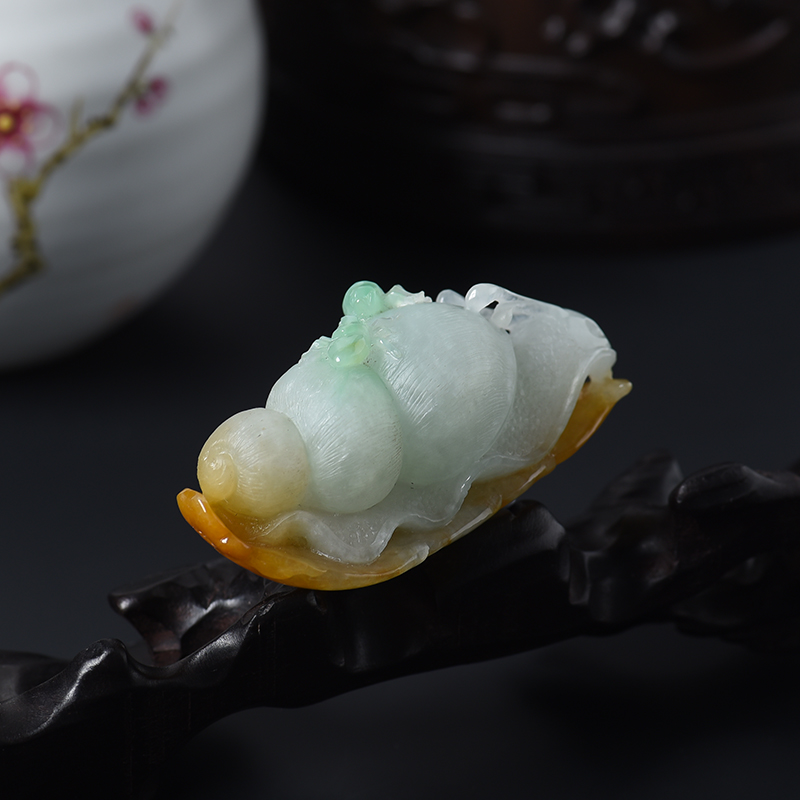 缅甸福禄寿翡翠知足常乐吊坠-红掌柜