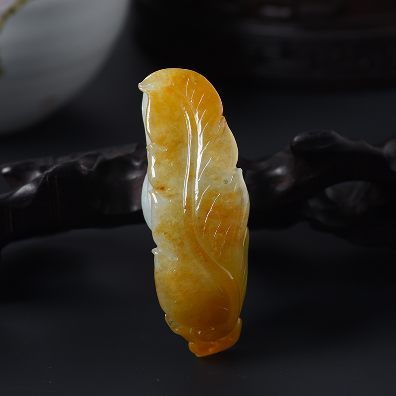 缅甸糯种翡翠知足常乐吊坠-红掌柜