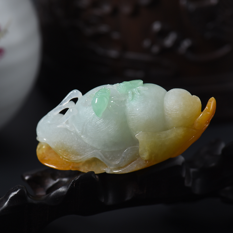 缅甸糯种福禄寿翡翠吊坠-红掌柜