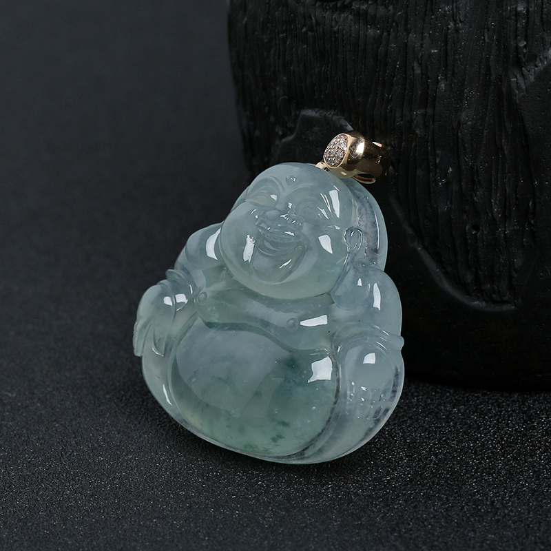 缅甸冰种飘花翡翠佛挂件-红掌柜
