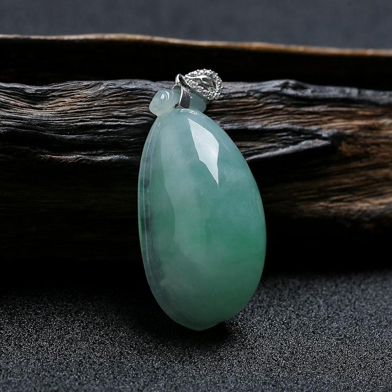 A货天然银扣糯种飘绿翡翠福瓜挂件 - 红掌柜