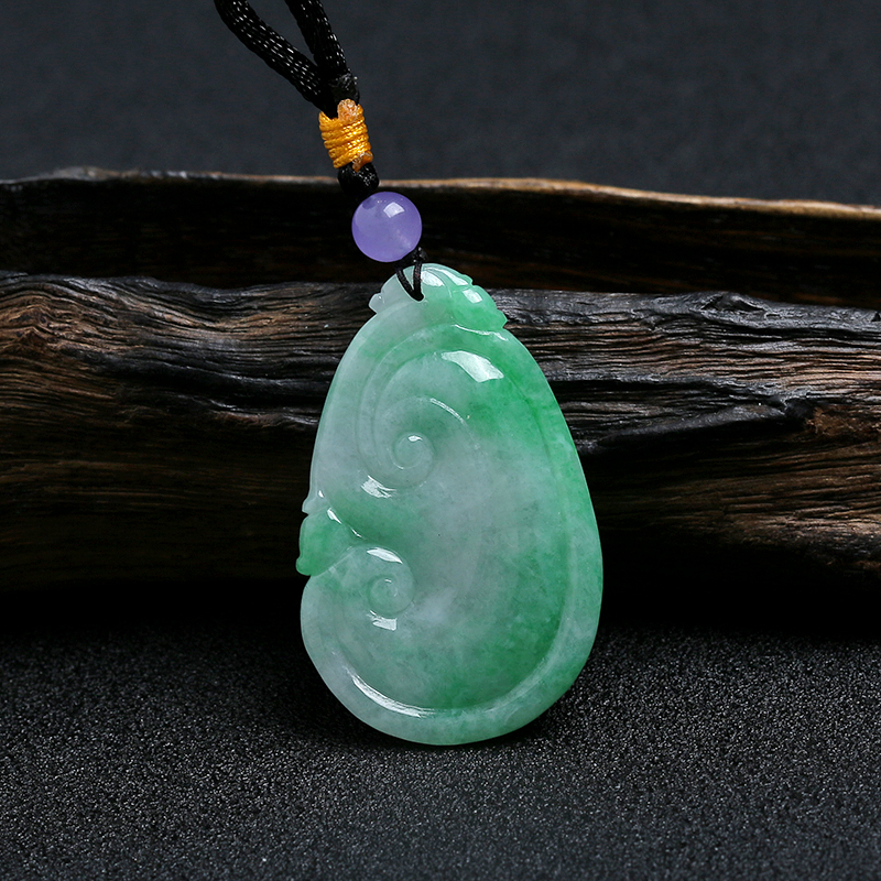 飘绿翠色翡翠如意挂件 - 红掌柜