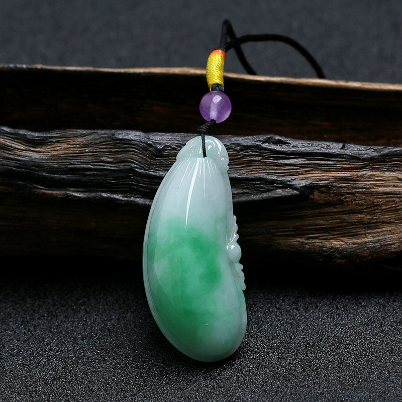 缅甸A货天然糯种飘绿翡翠福瓜吊坠 - 红掌柜